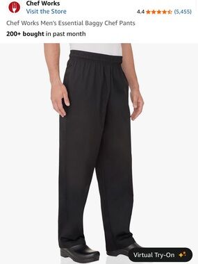 Chef Works Men's Baggy Chef Pants in Black M